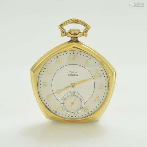 ALPINA GRUEN Pentagon Precision 14k gold pocket watch