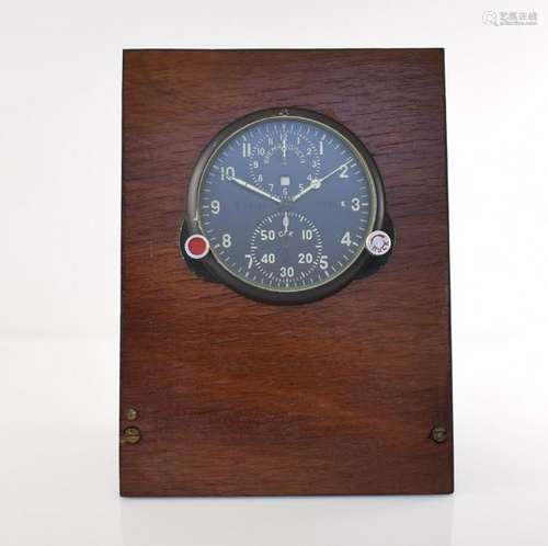 Aircraft clock for MIG 29 with chronograph on wooden