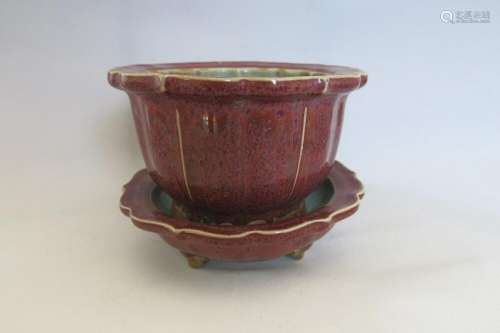 A RED JUN-KILN FLOWER POT SONG DYNASTY 10TH/C.