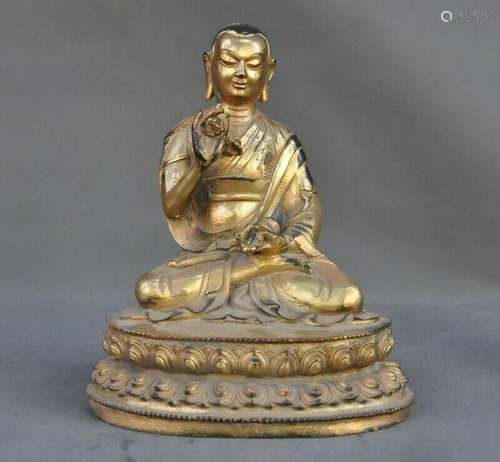 A GILT BRONZE SHAMANISM BUDDHA FIGURE QING DYNASTY.