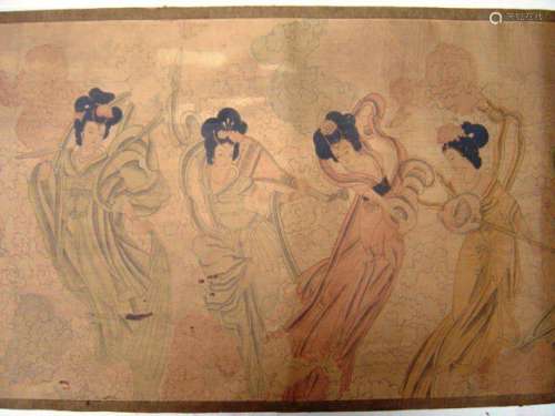 A-RARE INK & COLOR DUNHUANG FAIRY PAINTING QING DYNASTY
