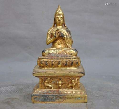 A GILT BRONZE SHAMANISM BUDDHA FIGURE QING DYNASTY.