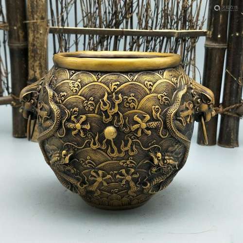 A GILT BRONZE DRAGON JAR XUANDE MARK 14TH/C.