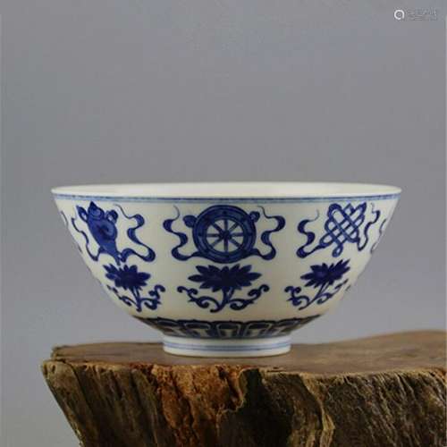 A BLUE & WHITE BOWL YONGZHENG MARK 17TH/C.