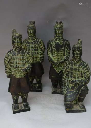 A SET ANCIENT BRONZE SOLDIER STATUE SHANG DYNASTY