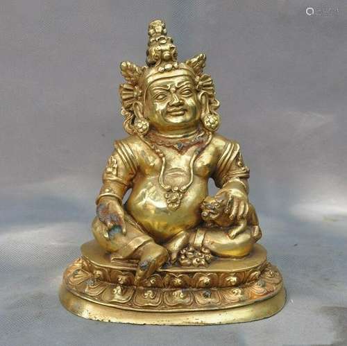 A GILT BRONZE JAMBHALA BUDDHA FIGURE QING DYNASTY.