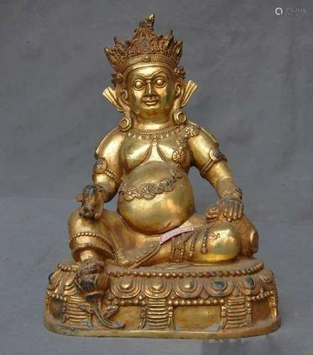 A GILT BRONZE JAMBHALA BUDDHA FIGURE QING DYNASTY.