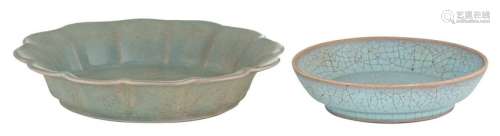 Two longquan celadon dishes, the bigger one with a