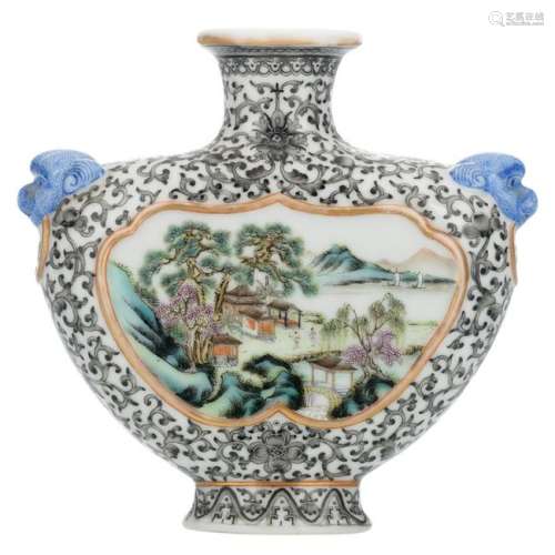 A Chinese encre de Chine and polychrome decorated