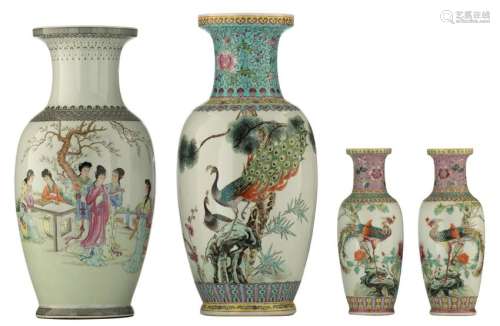 Three Chinese Republic period vases, decorated with