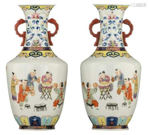 A pair of Chinese famille rose floral decorated