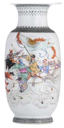A Chinese Republic period vase, decorated with battle