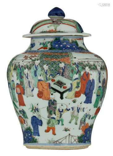 A Chinese wucai covered vase decorated with a