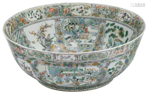 An exceptionally large Chinese famille verte bowl,