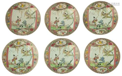 Six Chinese famille rose export porcelain dishes,
