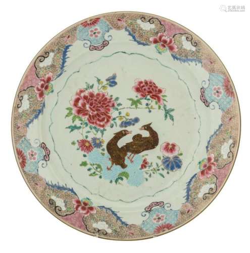 A famille rose export porcelain charger decorated with
