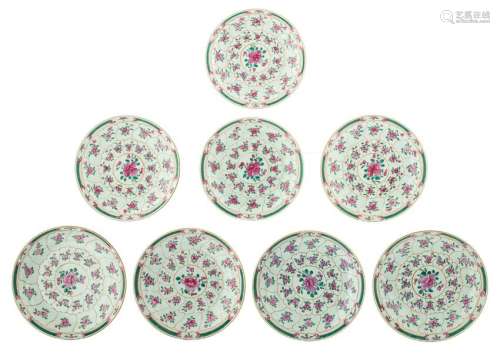 Eight Chinese export porcelain famille rose dishes with