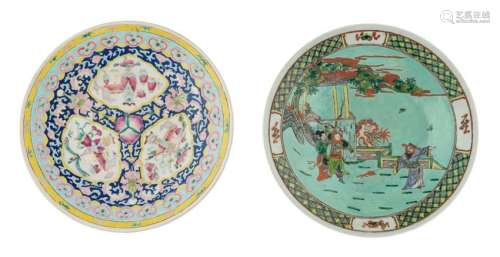 A Chinese famille rose charger, decorated with