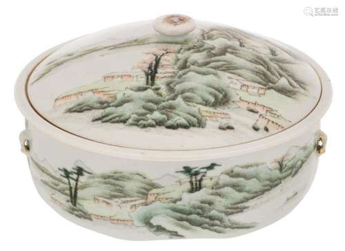 A Chinese polychrome decorated bowl and cover with a