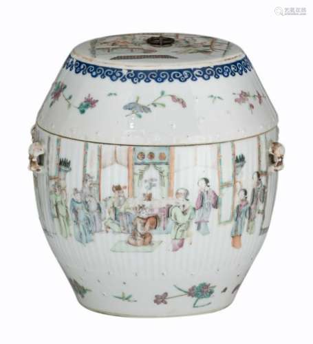 A Chinese famille rose covered jar, decorated with
