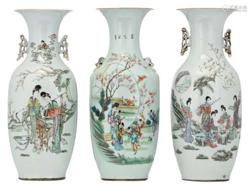 A Chinese polychrome vase, decorated with the Immortal