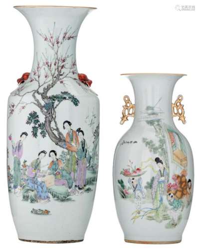 A Chinese polychrome vase, decorated with butterflies