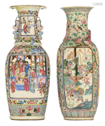 Two Chinese famille rose vases, one vase decorated with