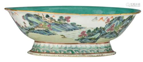 A Chinese famille rose footed plate with lobed edge,