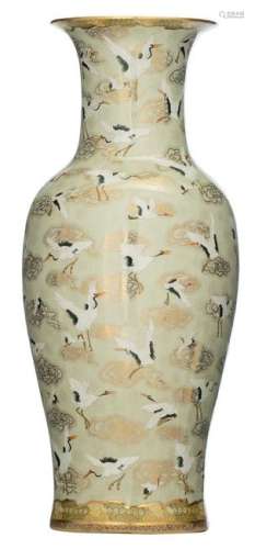 A Japanese Ko-Satsuma vase, decorated with cranes,
