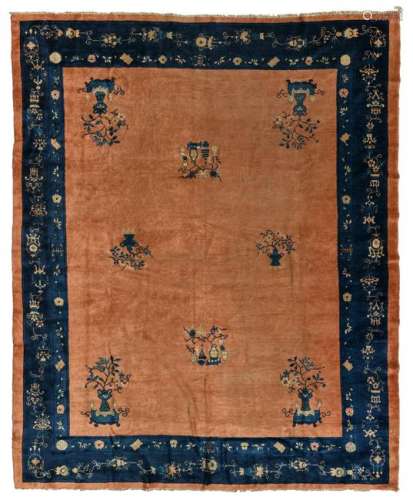 A Chinese rug, wool on cotton, decorated with