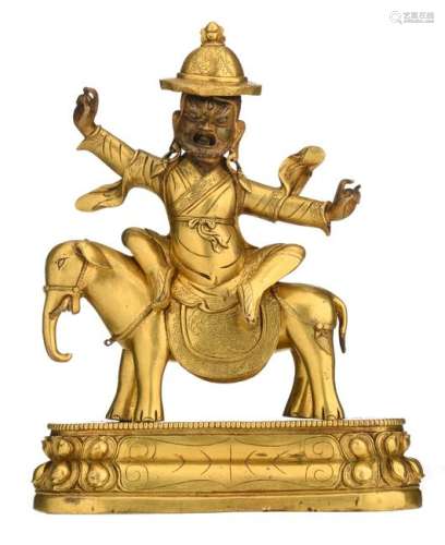 A Sino-Tibetan gilt bronze Tantric deity as Dorje Legpa