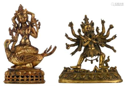 A Sino-Tibetan gilt bronze Tantric multi armed Heruka