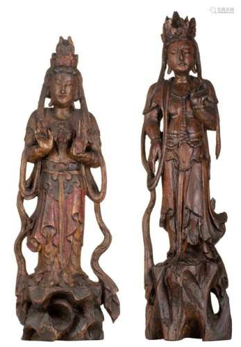 Two exotic hardwooden polychrome painted sculptures of