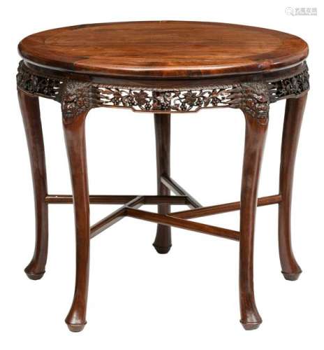 An Oriental richly carved hardwood occasional table, H
