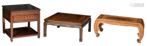 A Chinese exotic hardwood tea table; added a ditto