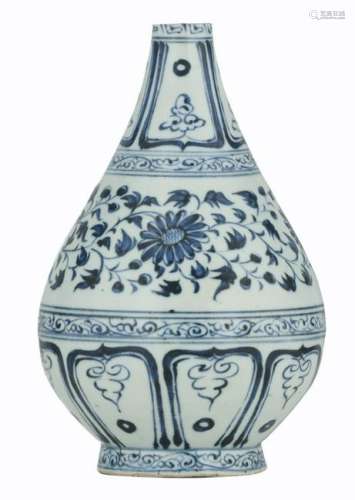 A Chinese blue and white floral decorated Ming type