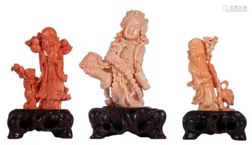 A pink coral sculpture of Guang Yu; added a pink coral