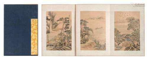 A Chinese album of eight watercolors depicting