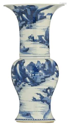 A Chinese blue and white yenyen vase, decorated with