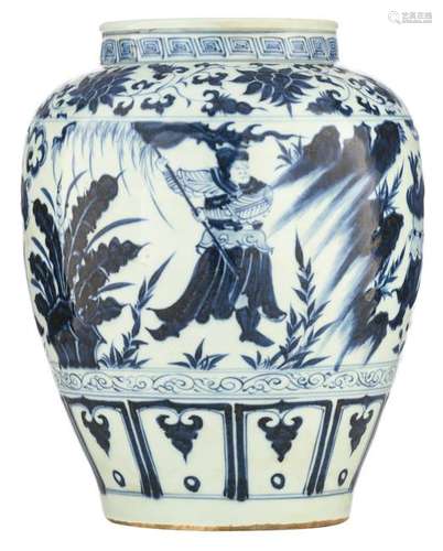 A Chinese Ming type blue and white floral decorated