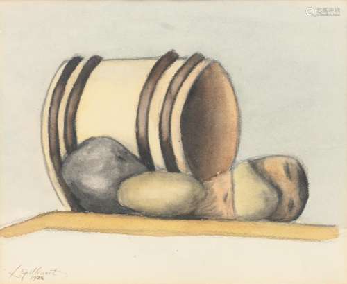 Spilliaert L., a still life with potatoes and a barrel,