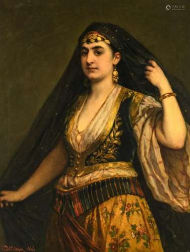 Dell'Acqua C., an Oriental beauty, dated 1866, oil on