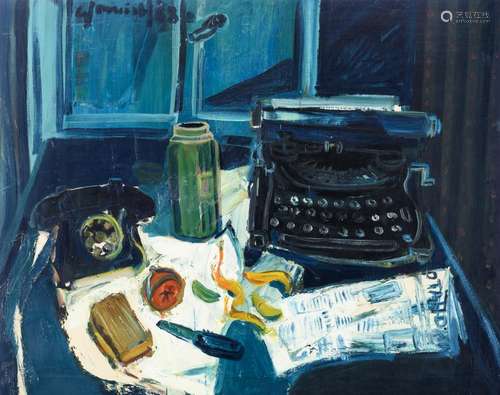 Vervisch G., a still life with an orange, a newspaper,