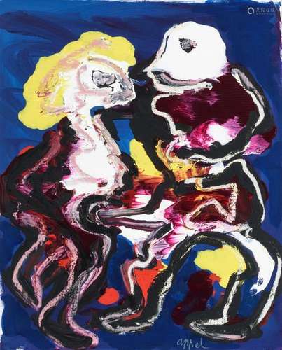 Appel K., 'Couple d'amour', dated 1987, acrylic paint