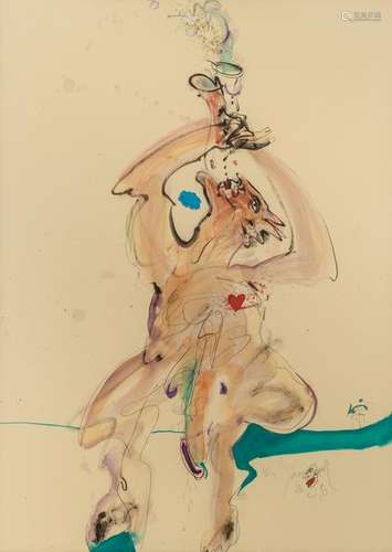 Scherpereel K., a satyr, dated (19)90, mixed media, 55