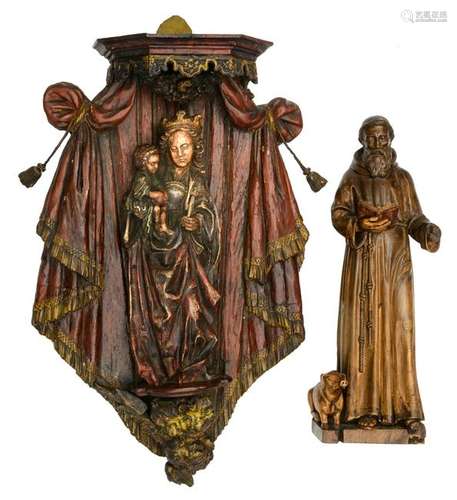 A polychrome painted walnut Saint Anthony; added a