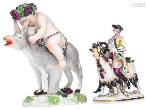 A polychrome decorated porcelain group of Bacchus