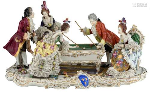 A Rococo style polychrome decorated Saxony porcelain