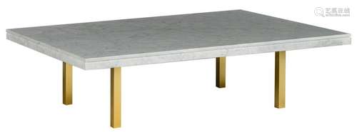 A Carrara marble design coffee table on a gilt metal