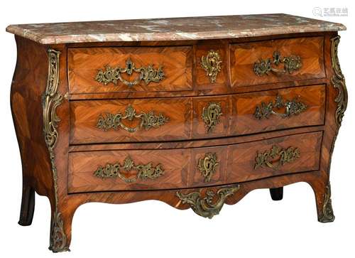 A mid 18thC French rosewood commode a la regence with